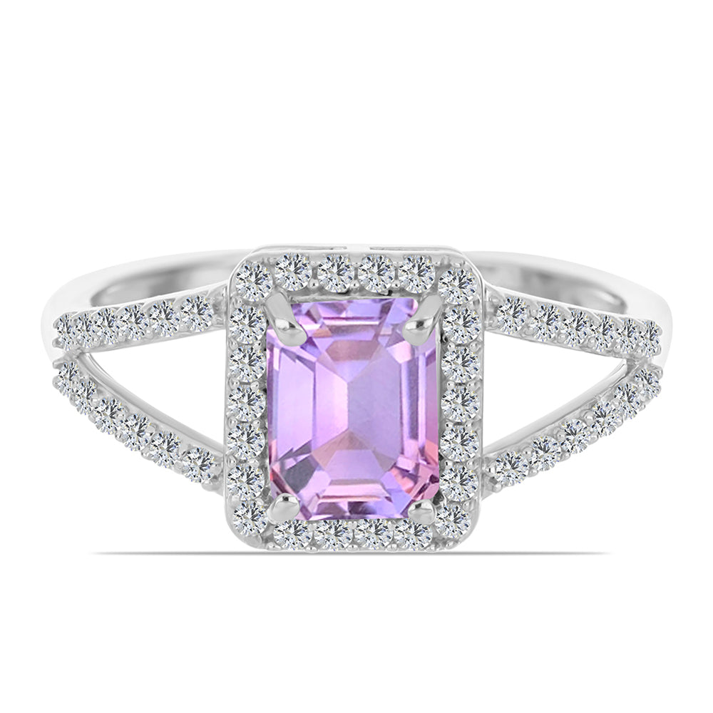 Silberring mit Rose De France Amethyst und weißem Topas