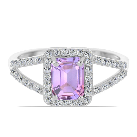 Silberring mit Rose De France Amethyst und weißem Topas