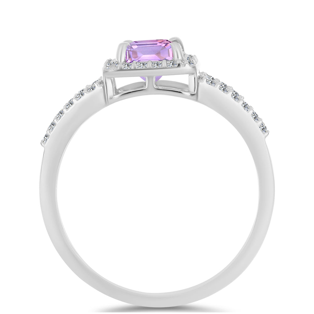 Silberring mit Rose De France Amethyst und weißem Topas 2 