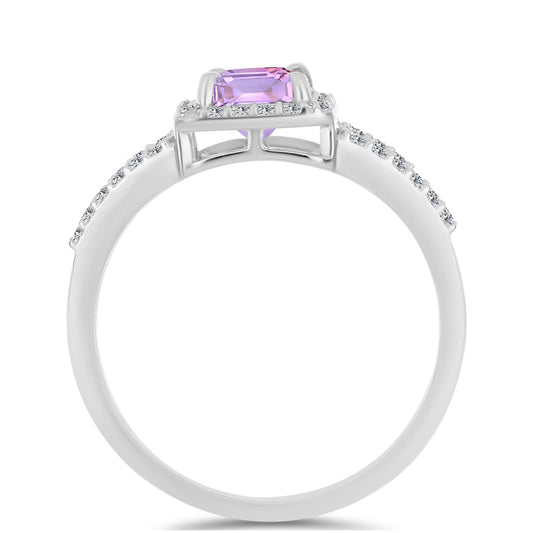 Silberring mit Rose De France Amethyst und weißem Topas