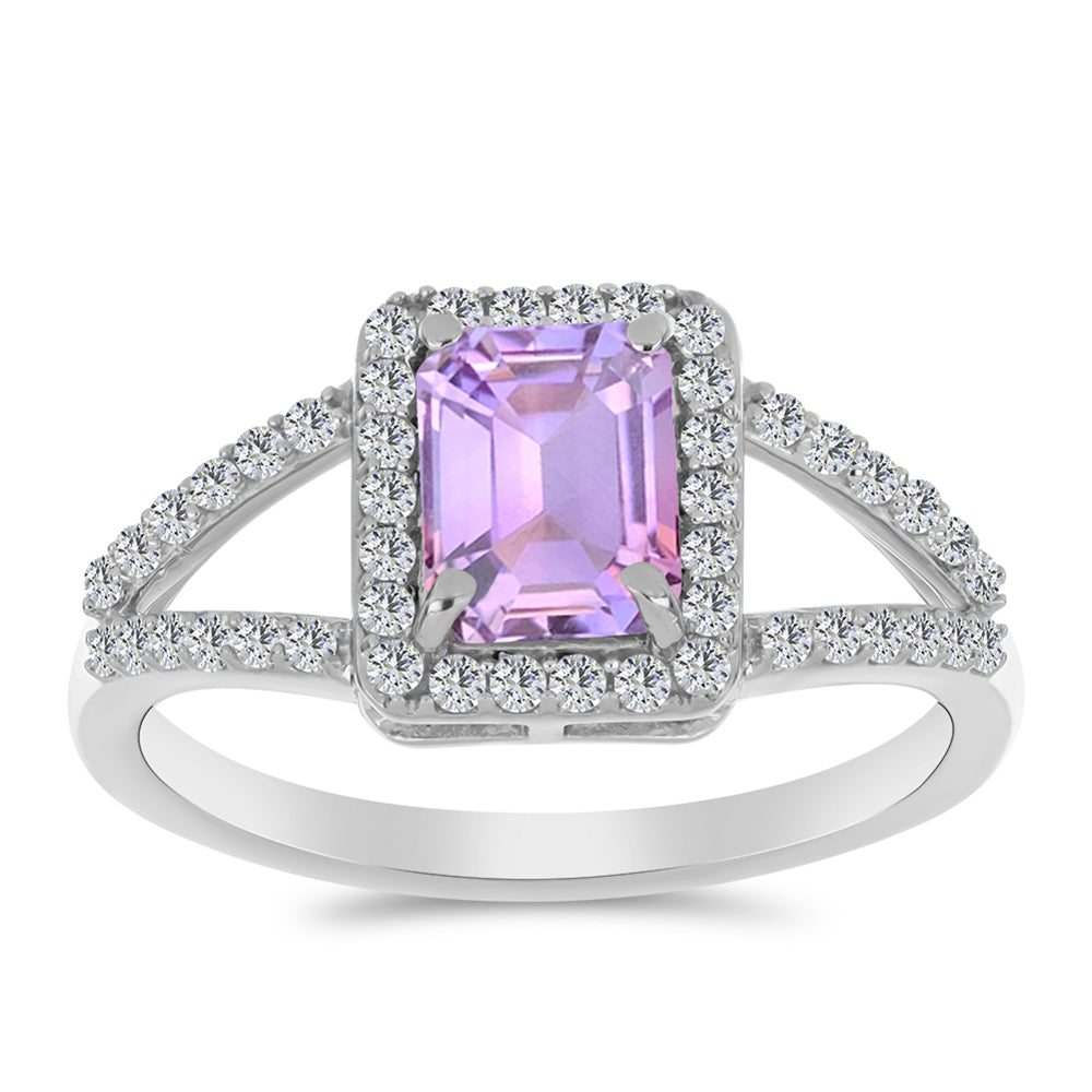Silberring mit Rose De France Amethyst und weißem Topas 3 