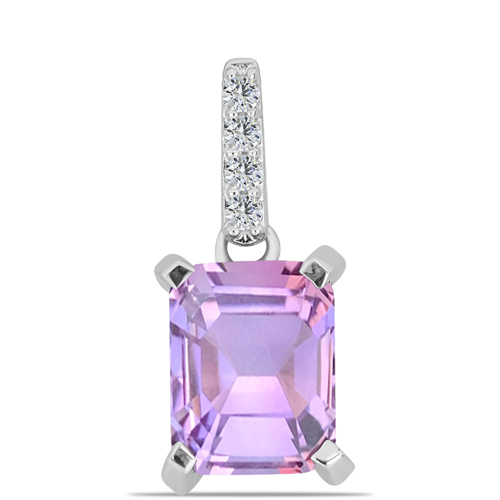 Silberanhänger mit Rose De France Amethyst und weißem Topas