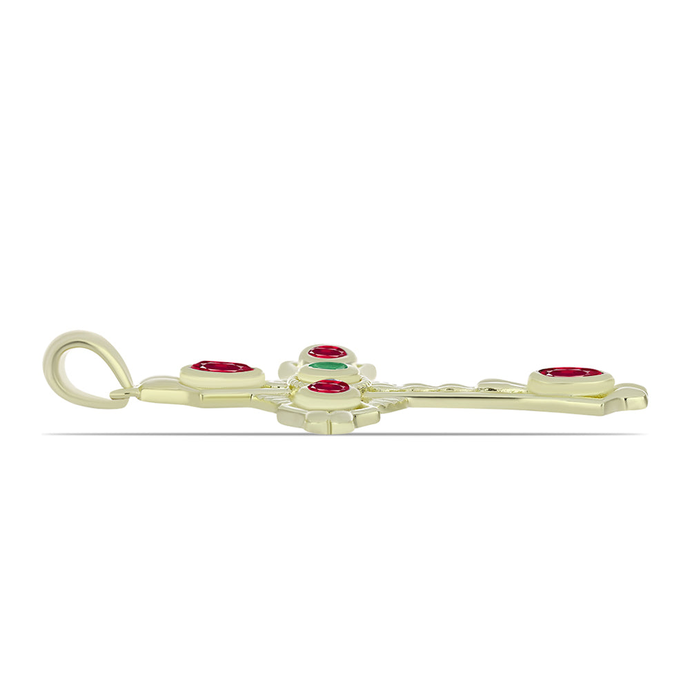 Goldplattierter Silberanhänger mit Rubin aus Madagaskar und brasilianischem Smaragd 2 