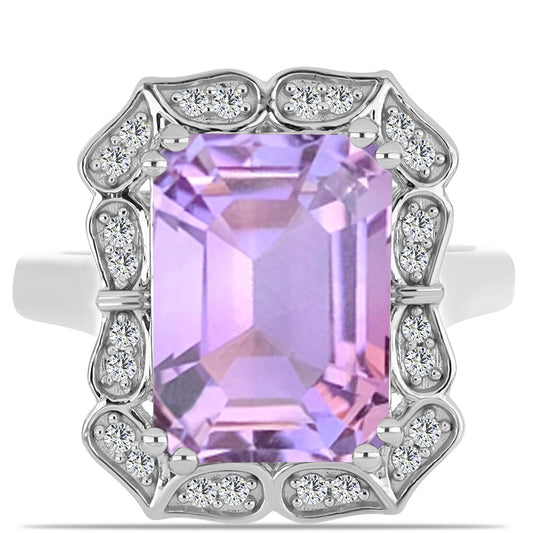 Silberring mit Rose De France Amethyst und weißem Topas