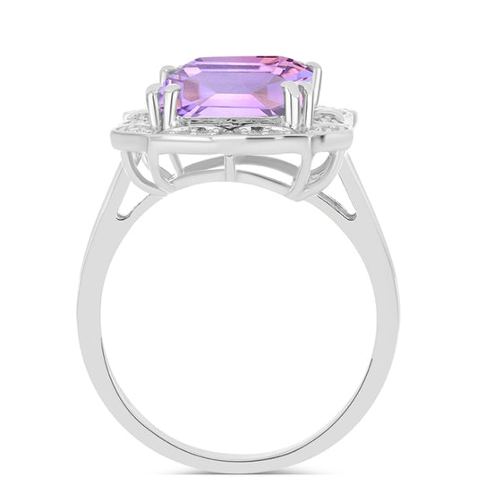 Silberring mit Rose De France Amethyst und weißem Topas
