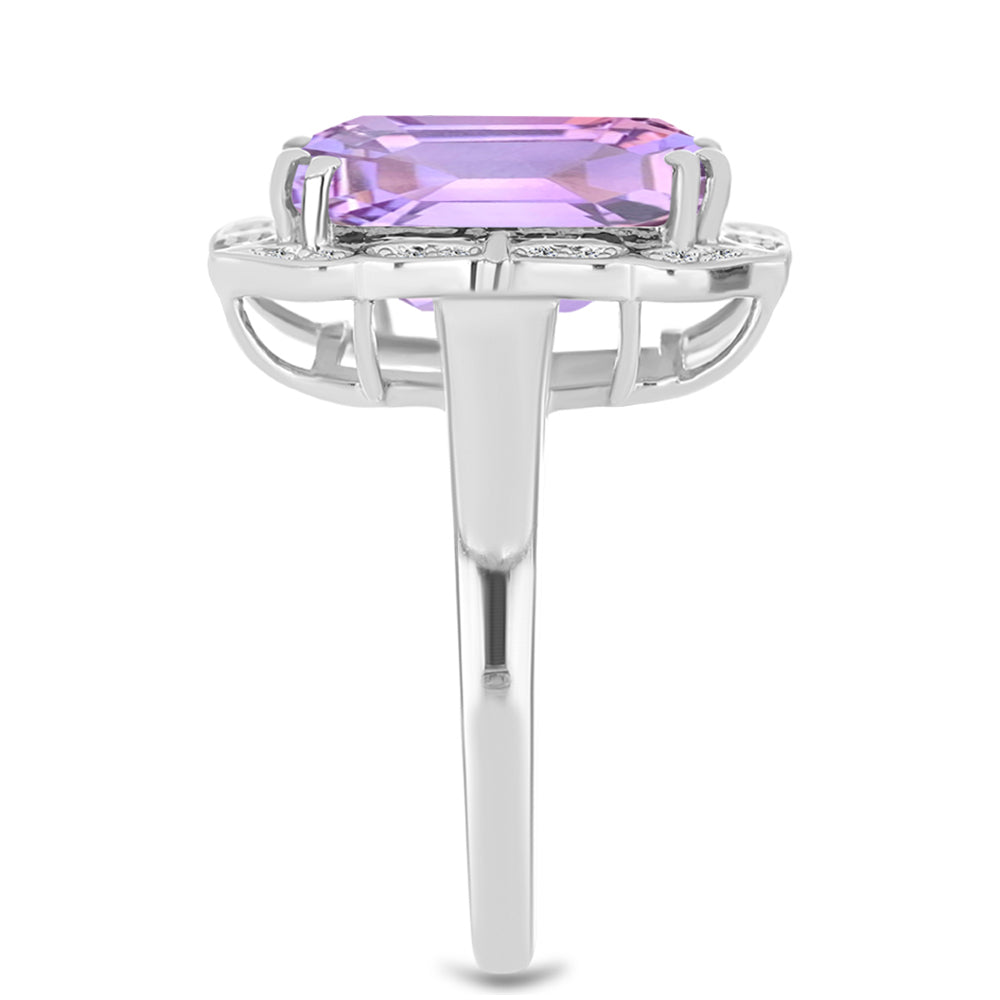 Silberring mit Rose De France Amethyst und weißem Topas 4 
