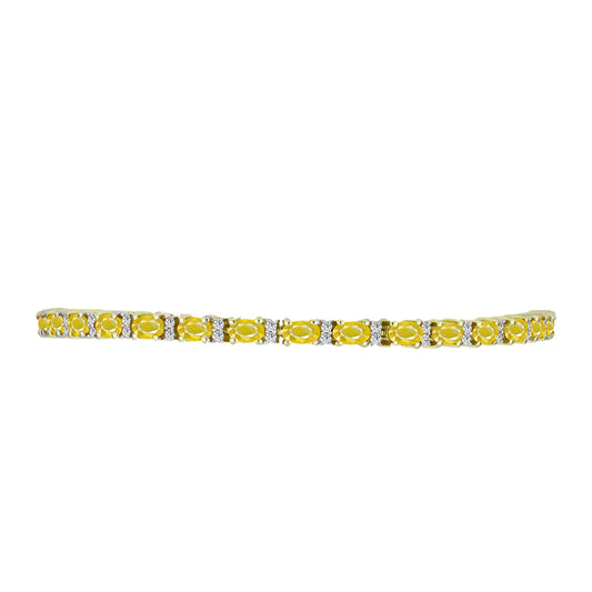 Goldplattiertes Silberarmband mit gelbem Rosebery Saphir und weißem Topas
