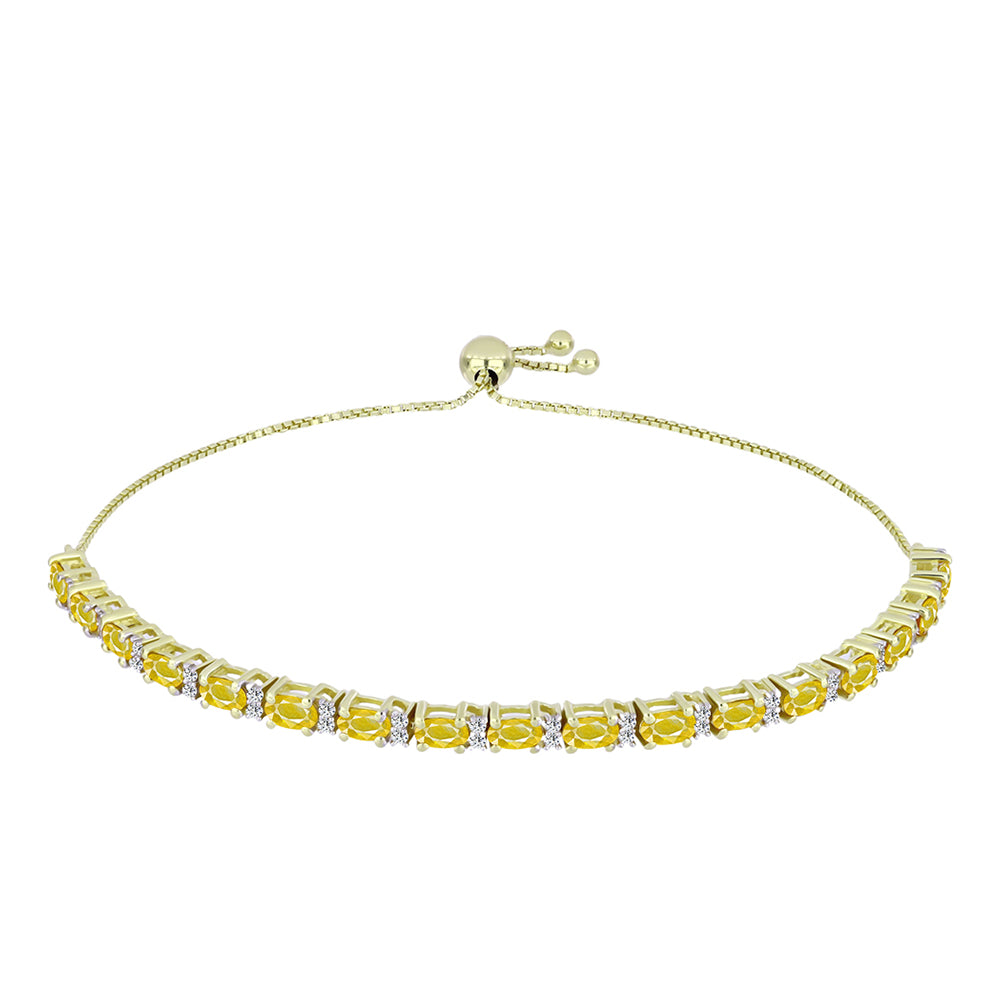 Goldplattiertes Silberarmband mit gelbem Rosebery Saphir und weißem Topas