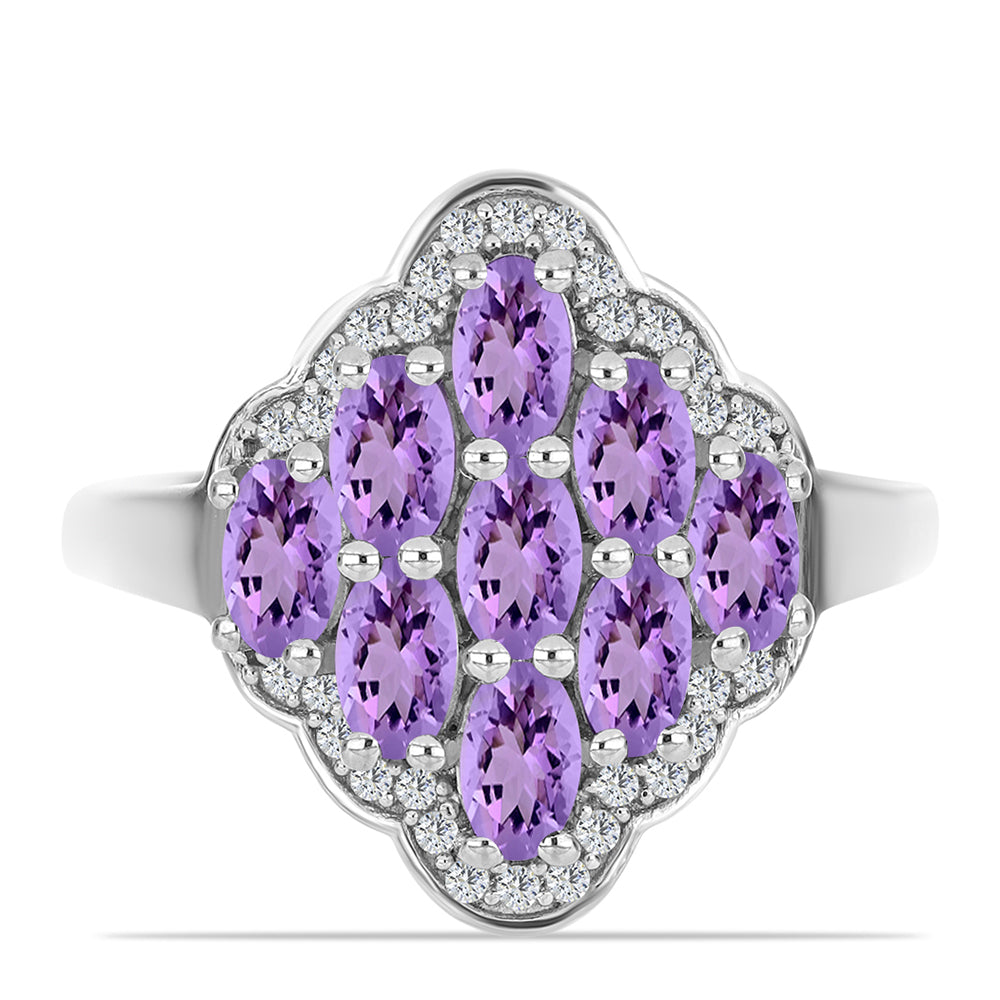 Silberring mit Rose De France Amethyst und weißem Topas 1 