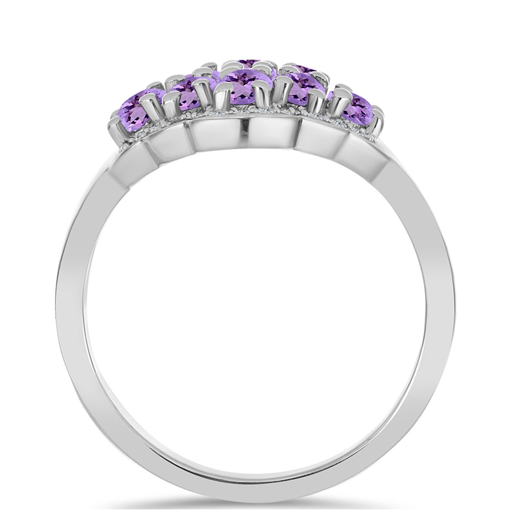 Silberring mit Rose De France Amethyst und weißem Topas 2 