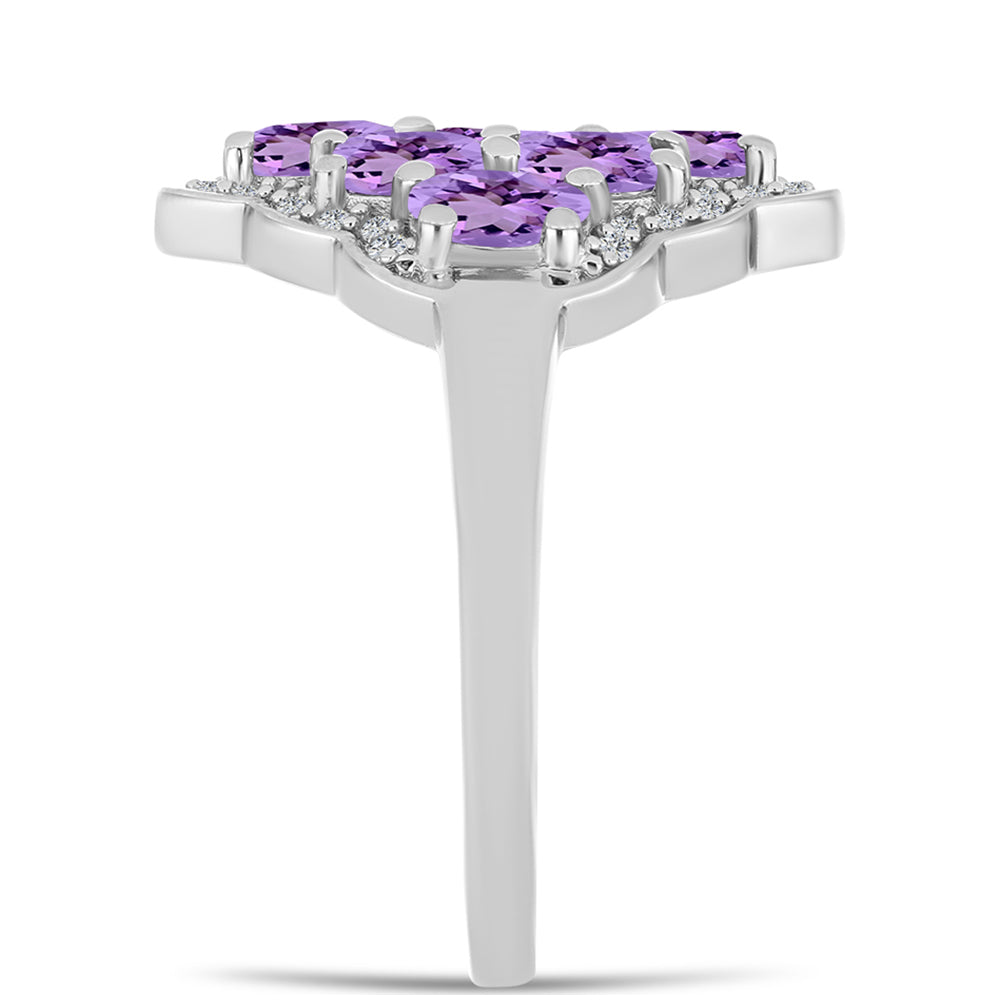 Silberring mit Rose De France Amethyst und weißem Topas 4 