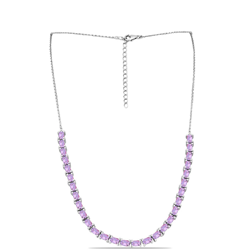 Silberhalskette mit Rose De France Amethyst 1 