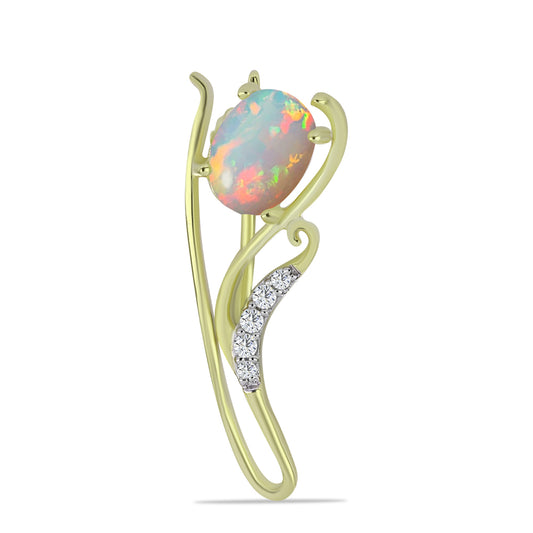 Goldplattierte Silberbrosche mit äthiopischem Opal aus Lega Dembi und weißem Topas