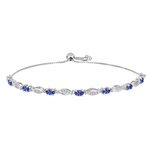 Silberarmband mit Tansanit und weißem Topas