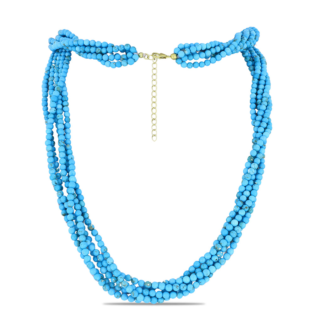 Goldplattierte Silberhalskette mit Dornröschen Türkis