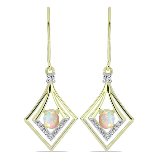 Goldplattierte Silberohrringe mit äthiopischem Opal aus Lega Dembi und weißem Topas