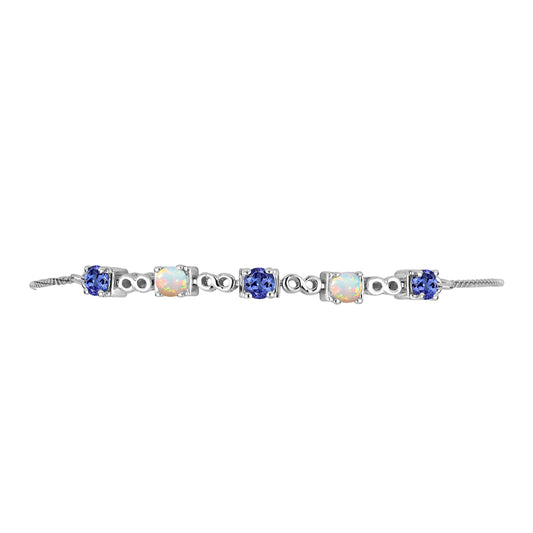 Silberarmband mit Tansanit und äthiopischem Opal aus Lega Dembi