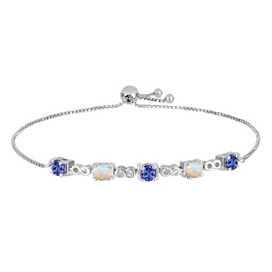 Silberarmband mit Tansanit und äthiopischem Opal aus Lega Dembi