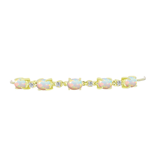 Goldplattiertes Silberarmband mit äthiopischem Opal aus Lega Dembi und weißem Topas