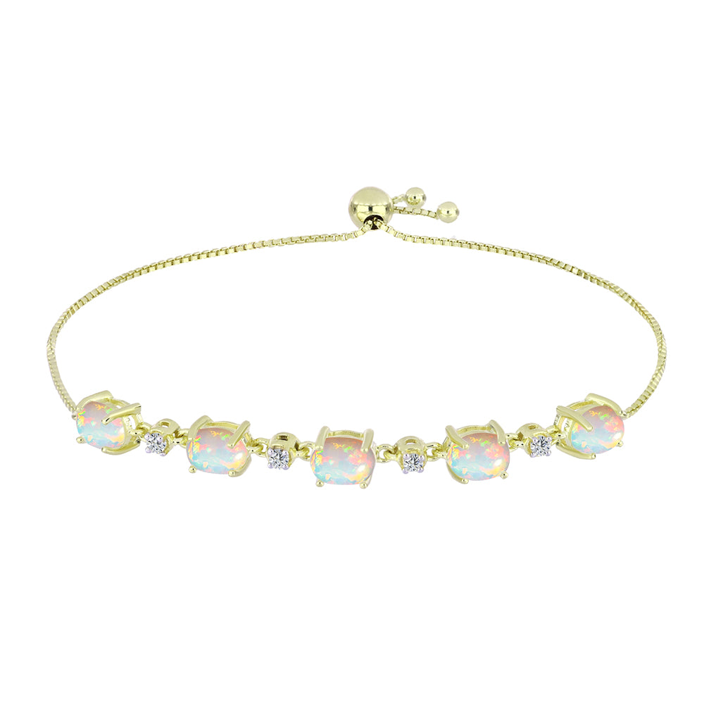 Goldplattiertes Silberarmband mit äthiopischem Opal aus Lega Dembi und weißem Topas 1 