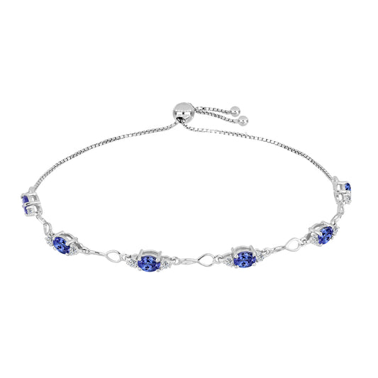 Silberarmband mit Tansanit und weißem Topas