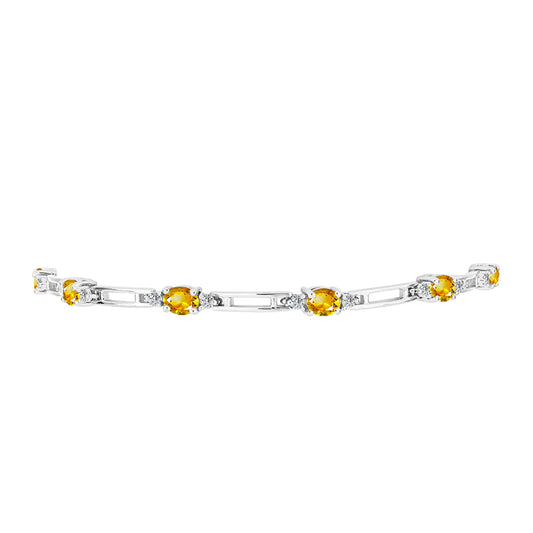 Silberarmband mit Zitrin aus dem Ural und weißem Topas