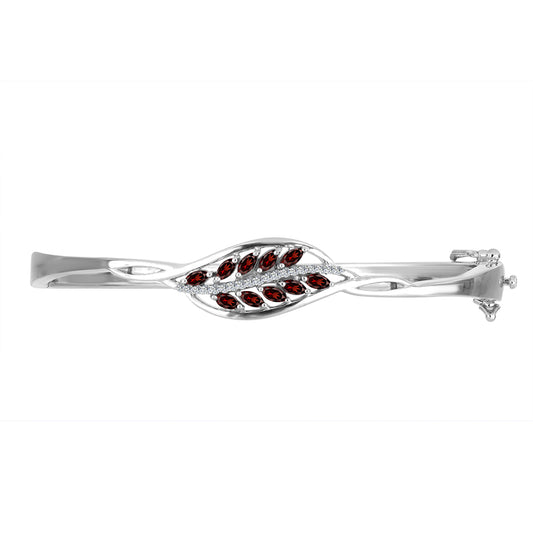 Silberarmband mit Barton Granat und weißem Topas