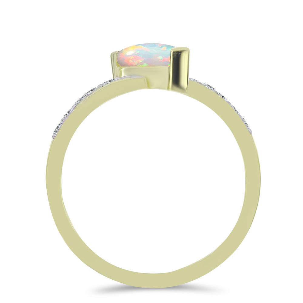 Goldplattierter Silberring mit äthiopischem Opal aus Lega Dembi und weißem Topas 3 