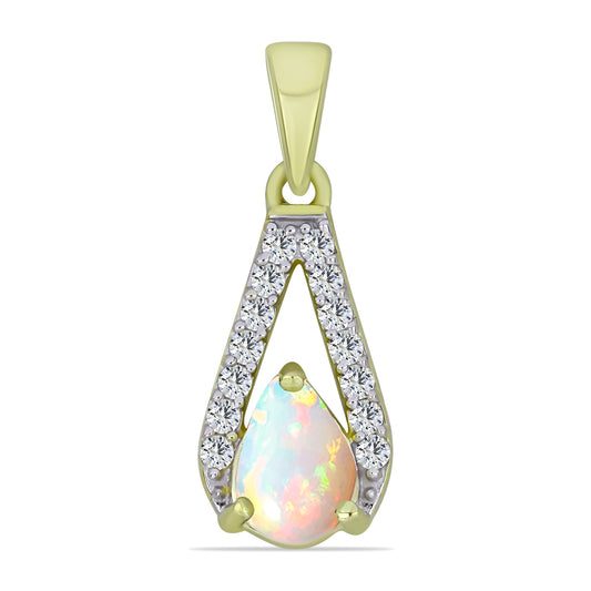 Goldplattierter Silberanhänger mit äthiopischem Opal aus Lega Dembi und weißem Topas
