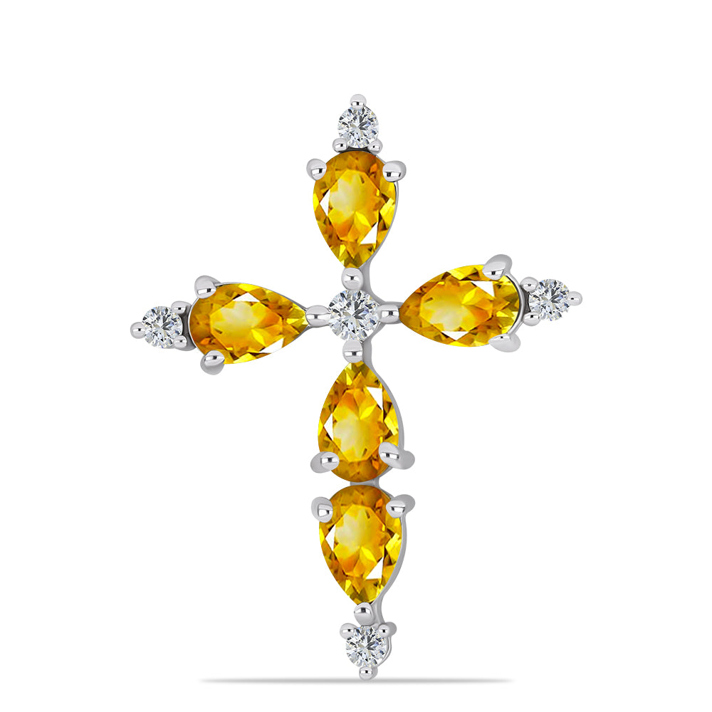 Silberanhänger mit Zitrin aus dem Ural und weißem Topas 1 