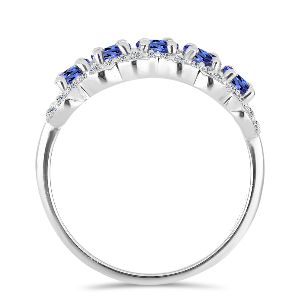 Silberring mit Tansanit und weißem Topas 2 