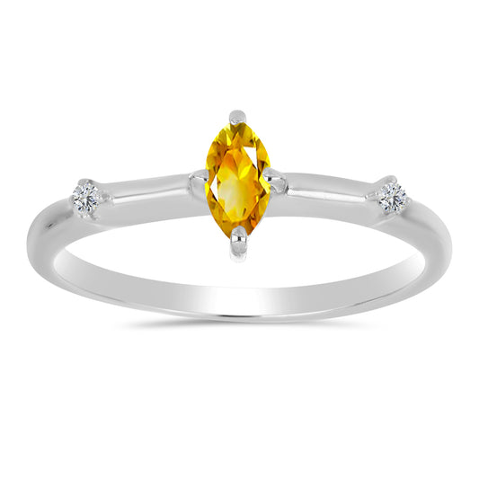 Silberring mit Zitrin aus dem Ural und weißem Topas