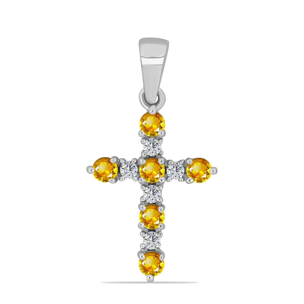 Silberanhänger mit Zitrin aus dem Ural und weißem Topas