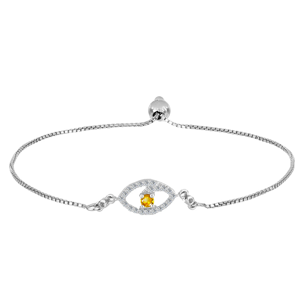 Silberarmband mit Zitrin aus dem Ural und weißem Topas