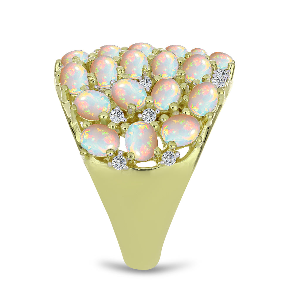 Goldplattierter Silberring mit äthiopischem Opal aus Lega Dembi und weißem Topas 4 