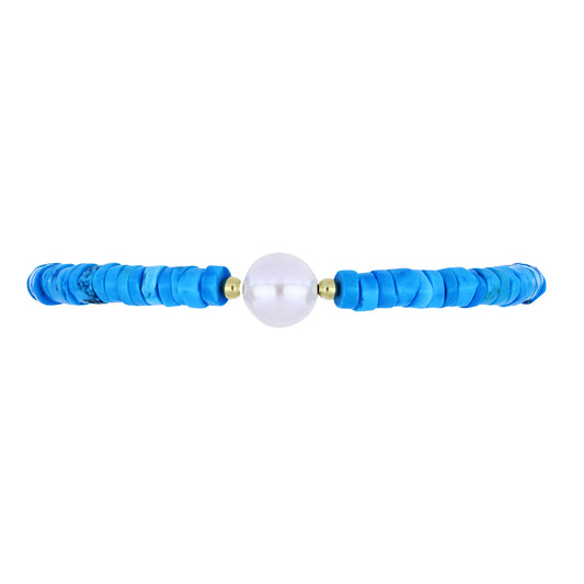 Goldplattiertes Silberarmband mit Dornröschen Türkis und weißer Süßwasserperle