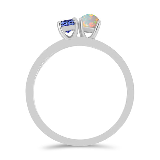 schmuckgarnitur aus Silber mit Tansanit und äthiopischem Opal aus Lega Dembi