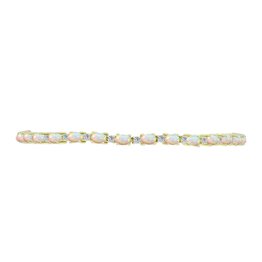 Goldplattiertes Silberarmband mit äthiopischem Opal aus Lega Dembi und weißem Topas