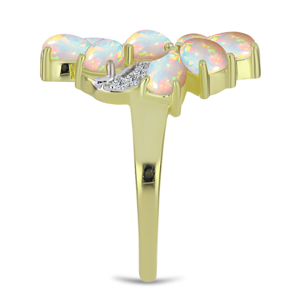 Goldplattierter Silberring mit äthiopischem Opal aus Lega Dembi und weißem Topas 4 