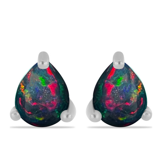 Silberohrringe mit mitternachtsschwarzem äthiopischen Opal aus Lega Dembi