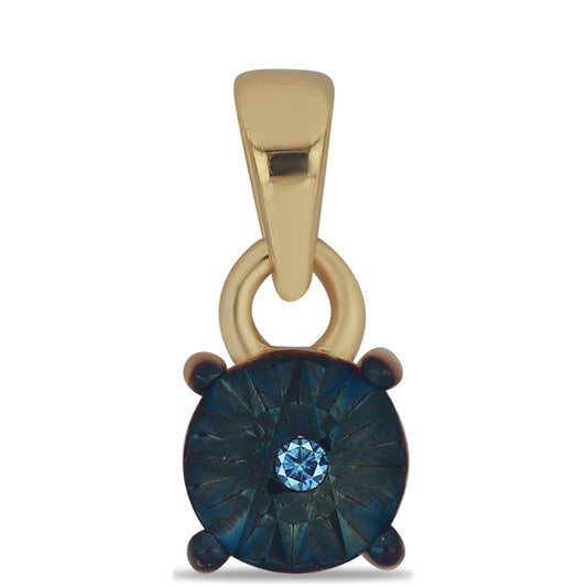 Goldplattierter Silberanhänger mit blauem Diamant