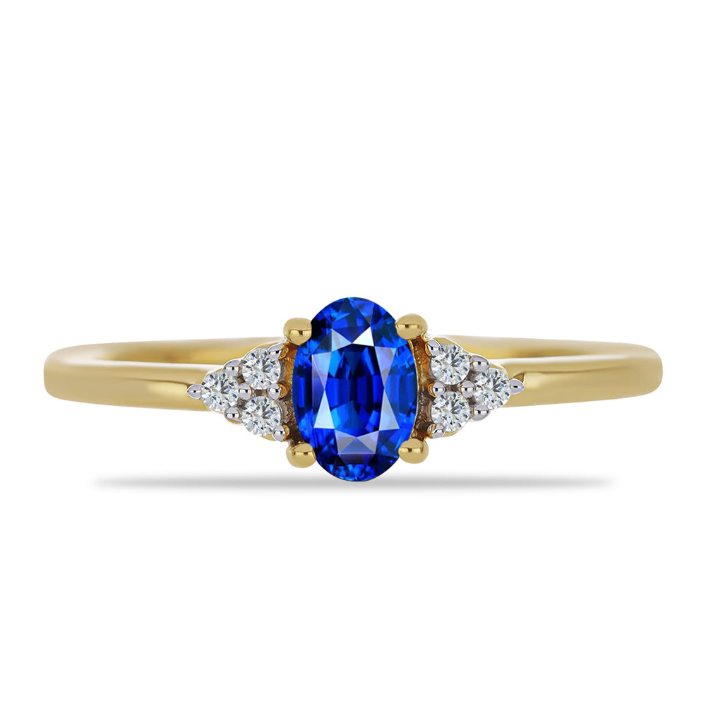 Goldplattierter Silberring mit australischem blauem Saphir und weißem Topas 1 