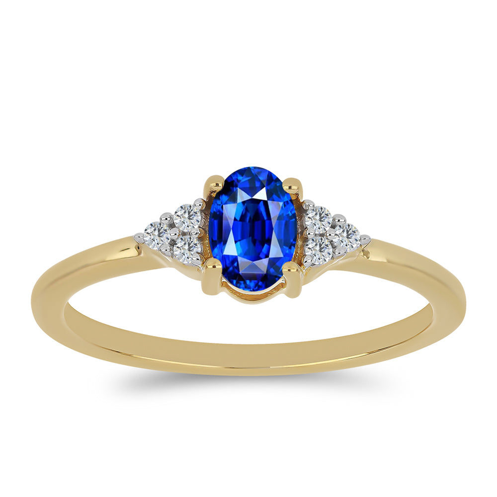 Goldplattierter Silberring mit australischem blauem Saphir und weißem Topas 3 