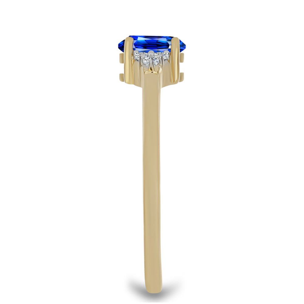 Goldplattierter Silberring mit australischem blauem Saphir und weißem Topas 4 