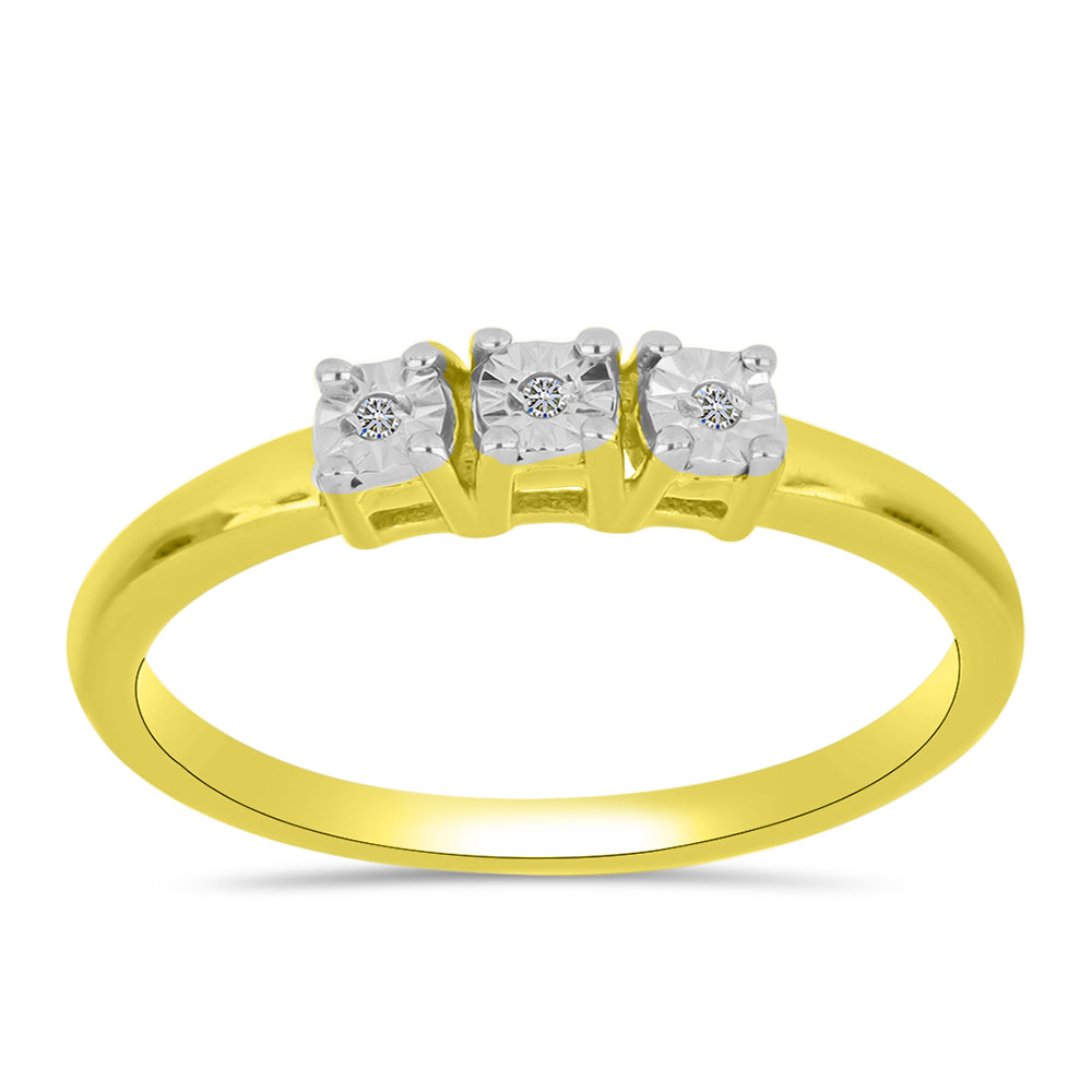 Goldplattierter Silberring mit weißem Diamant 3 