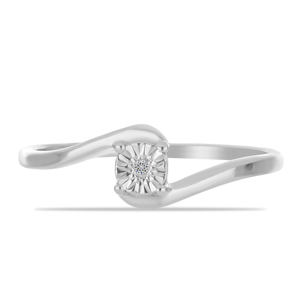 Silberring mit weißem Diamant 1 