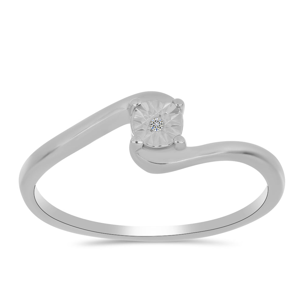Silberring mit weißem Diamant 3 