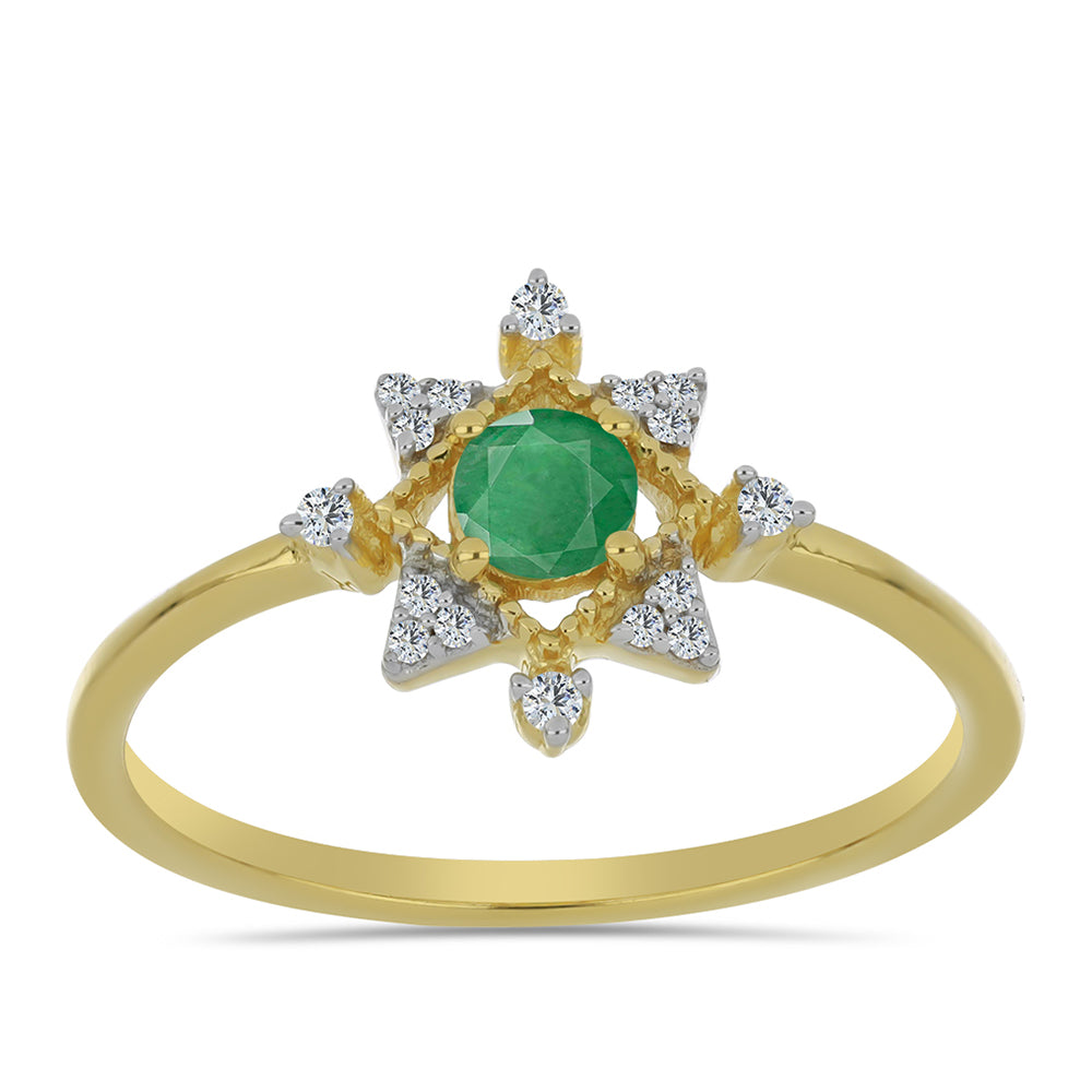 Goldplattierter Silberring mit brasilianischem Smaragd und weißem Zirkon
