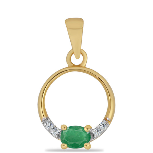 Goldplattierter Silberanhänger mit brasilianischem Smaragd und weißem Zirkon