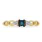 Goldplattierter Silberring mit blauem Diamant und weißem Zirkon